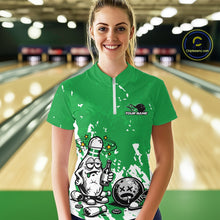 Load image into Gallery viewer, Green Custom Drunk Bowling Ball And Pin Funny Women Quarter-Zip Shirt, Bowling And Beer IPHW11236