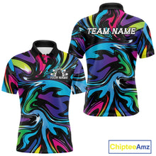 Load image into Gallery viewer, Colorful polo shirt with abstract design and 'Team Name' text on a white background