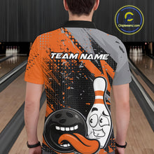 Load image into Gallery viewer, Custom Funny Bowling Polo Shirt For Men, Orange Bowling Ball And Pin Bowling Jersey IPHW10258