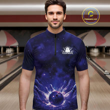 Load image into Gallery viewer, Custom Purple And Blue Galaxy Bowling Team Shirts For Men, Sparkling Sky Bowling Jerseys IPHW10529
