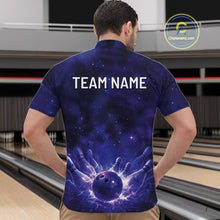 Load image into Gallery viewer, Custom Purple And Blue Galaxy Bowling Team Shirts For Men, Sparkling Sky Bowling Jerseys IPHW10529