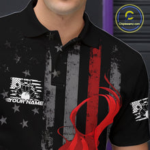 Load image into Gallery viewer, Custom Grunge Vintage Red Thin Line US Flag Patriotic Men Polo Bowling Team Shirts IPHW10169