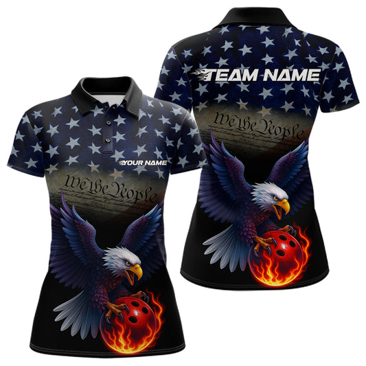 Custom Patriotic We The People Eagle Bowling Team Shirt For Women, Bowling League Shirt IPHW10200