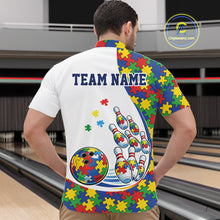 Load image into Gallery viewer, Custom Colorful Puzzles Autism Awareness Bowling Men Quarter-Zip Shirt, Autism Acceptance Shirt IPHW11200