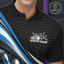 Load image into Gallery viewer, Custom Blue Flame Bowling Men Polo Shirt, Bowling Team League Shirt Bowler Jerseys IPHW11227