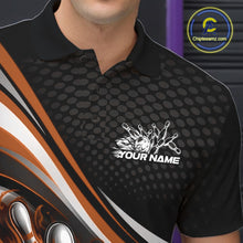 Load image into Gallery viewer, Custom Orange Flame Bowling Men Polo Shirt, Bowling Team League Shirt Bowler Jerseys IPHW11228