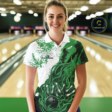 Load image into Gallery viewer, Custom Green Flame Bowling Women Polo Shirt, Bowling Team League Shirt Bowler Jerseys IPHW11246