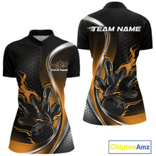 Load image into Gallery viewer, Custom Yellow Flame Bowling Women Jerseys, Bowling Team League Shirt Bowlers Jerseys IPHW11302