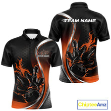 Load image into Gallery viewer, Custom Orange Flame Bowling Men Jerseys, Bowling Team League Shirt Bowlers Jerseys IPHW11303