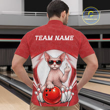 Load image into Gallery viewer, Custom Cool Sphynx Cat With Funny Gesture Bowling Men Quarter-Zip Shirt, Bowling Team Outfit IPHW11049