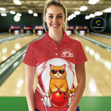 Load image into Gallery viewer, Custom Cool British Shorthair Cat With Funny Gesture Bowling Women Polo Shirt, Team Outfit IPHW11050