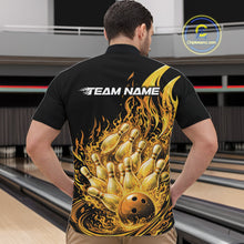 Load image into Gallery viewer, Custom Yellow Fire Flame Bowling Men Quarter-Zip Shirts, Bowling Team League Shirt IPHW11139