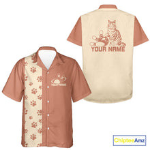 Load image into Gallery viewer, Custom Retro 50S Cat Bowling Button Up Shirt For Men And Women, Classic Cat Bowling Shirt IPHW10070