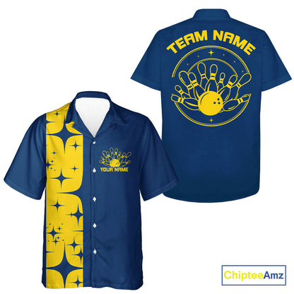 Custom Vintage Bowling Men And Women Hawaiian Shirts, Retro Style Bowling Team Shirt IPHW10078