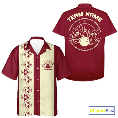 Custom Vintage Retro Style Tribal Bowling Team Hawaiian Shirts, Bowlers Outfit IPHW10082