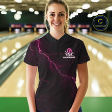 Load image into Gallery viewer, Custom Pink Thunder Lightning Flame Bowling Ball Women Bowling Team Shirt Bowler Outfit IPHW10673