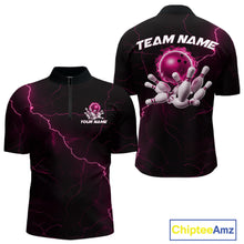 Load image into Gallery viewer, Custom Pink Thunder Lightning Flame Bowling Ball Men Bowling Team Shirt Bowler Outfit IPHW10673