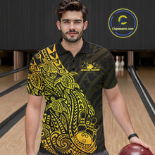 Load image into Gallery viewer, Custom Black And Gold Polynesian Tribal Turtle Bowling Men Polo Team Shirts Outfit IPHW10978