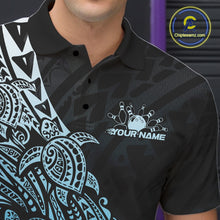 Load image into Gallery viewer, Custom Black And Blue Polynesian Tribal Turtle Bowling Men Polo Team Shirts Outfit IPHW10979