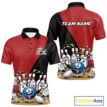 Load image into Gallery viewer, Custom Red Funny Bowling Men Polo Shirts, Bowling And Beer Party Bowlers Outfit IPHW10816