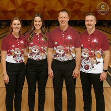 Load image into Gallery viewer, Custom Red Funny Christmas Men Bowling Shirts, Bowling And Beer Xmas Party Shirt IPHW10204