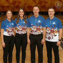Load image into Gallery viewer, Custom Blue Funny Christmas Men Bowling Shirts, Bowling And Beer Xmas Party Shirt IPHW10205