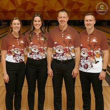 Load image into Gallery viewer, Custom Orange Funny Christmas Men Bowling Shirts, Bowling And Beer Xmas Party Shirt IPHW10206