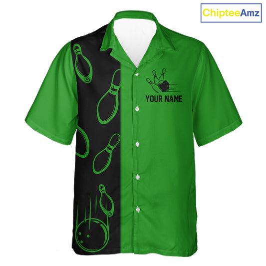 Green and Black retro vintage Bowling Hawaiian Shirt custom Bowling team jerseys NQS11564