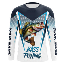 Load image into Gallery viewer, Personalized Largemouth Bass fishing Tournament Long Sleeve Fishing Shirts, Bass Fishing Jersey | Blue NQS9224