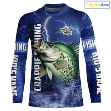 Load image into Gallery viewer, Crappie Fishing blue lightning jerseys custom name performance Long Sleeve tournament fishing shirts NQS5351