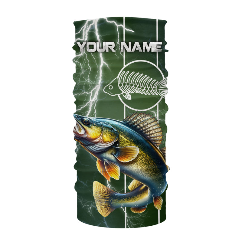 Walleye Fishing Custom Long sleeve Fishing Shirts, Walleye green lightning reaper Fishing jerseys NQS4016