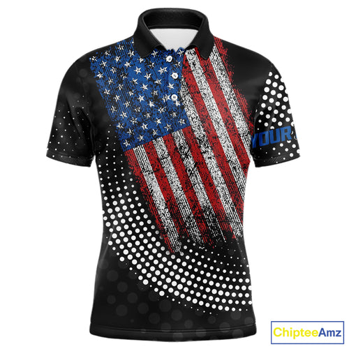 Personalized golf polo shirts for Men Vintage American Flag Custom patriotic golf tops for mens NQS9835