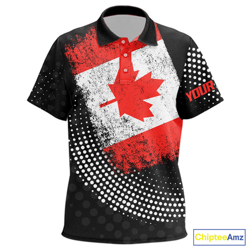 Personalized golf polo shirts for Kid Vintage Canadian Flag Custom black patriotic golf tops for Kid NQS9836