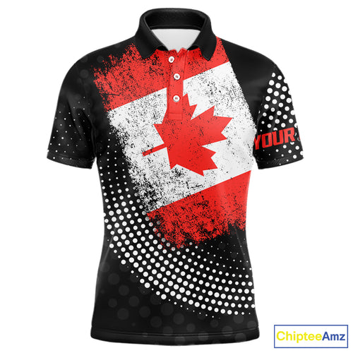 Personalized golf polo shirts for Men Vintage Canadian Flag Custom patriotic golf tops for mens NQS9836