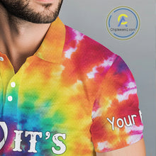 Load image into Gallery viewer, Mens golf polo shirts colorful tie dye pattern custom It&#39;s in my DNA peace love golf top for mens NQS10391