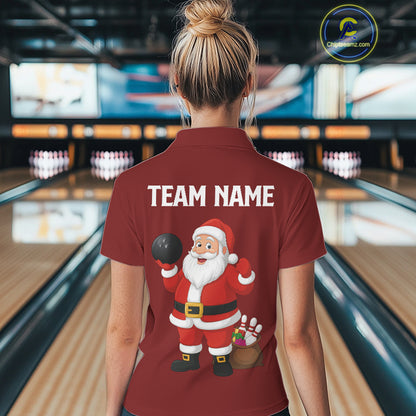 Retro Red argyle pattern Christmas Santa Bowling shirts For Women custom bowling team jerseys Outfits NQS10994