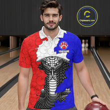 Load image into Gallery viewer, Personalized Red, White and Blue Cobra Snake Bowling Team Shirts For Men, Patriotic Bowling Jerseys NQS11198
