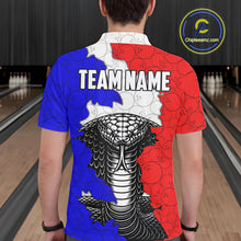 Load image into Gallery viewer, Personalized Red, White and Blue Cobra Snake Bowling Team Shirts For Men, Patriotic Bowling Jerseys NQS11198