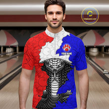 Load image into Gallery viewer, Personalized Red, White and Blue Cobra Snake Bowling Team Shirts For Men, Patriotic Bowling Jerseys NQS11198