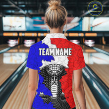 Load image into Gallery viewer, Personalized Red, White and Blue Cobra Snake Bowling Team Shirts For Women, Patriotic Bowling Jerseys NQS11198