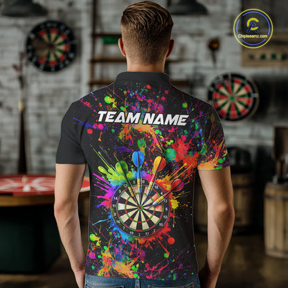 Colorful watercolor Dartboard Shirt for mens Custom Dart jerseys for team, dart league shirts NQS11397
