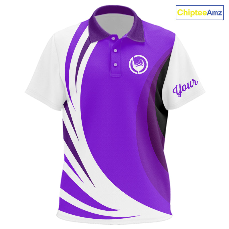 Kid golf polo shirts custom name purple and white golf shirt, team golf shirts for Kid NQS9845