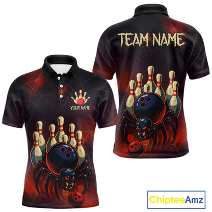 Personalized Funny Angry Spider Bowling Team Polo, 1/4 Zip Shirts For Men, Spider Bowling Jerseys NQS11204