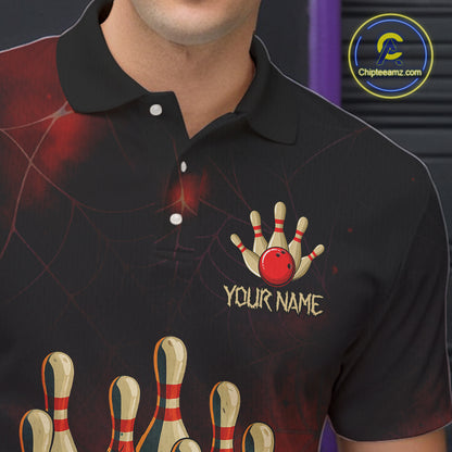 Personalized Funny Angry Spider Bowling Team Polo, 1/4 Zip Shirts For Men, Spider Bowling Jerseys NQS11204