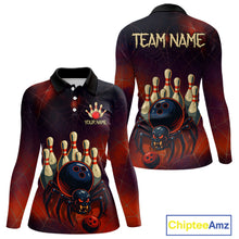 Load image into Gallery viewer, Personalized Funny Angry Spider Bowling Team Polo, 1/4 Zip Shirts For Women, Spider Bowling Jerseys NQS11204