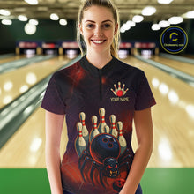 Load image into Gallery viewer, Personalized Funny Angry Spider Bowling Team Polo, 1/4 Zip Shirts For Women, Spider Bowling Jerseys NQS11204
