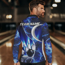 Load image into Gallery viewer, Blue Light pattern Bowling Polo, Quarter Zip shirts for men Custom Bowling Team League Jerseys NQS9340