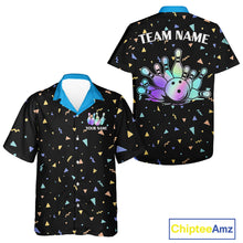 Load image into Gallery viewer, Hologram colors geometric pattern Black Bowling Button-up Shirts Custom Team Bowling League Jersey NQS11607