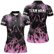 Load image into Gallery viewer, Pink lightning thunder Skull Flame Bowling Shirts For Women custom bowling team league jerseys NQS8008