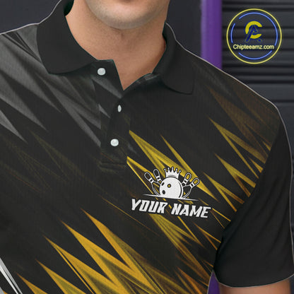 Yellow and Black Bowling Shirts For Men Custom Name and Team name  Bowling Jerseys Bowlers Outfit NQS11003